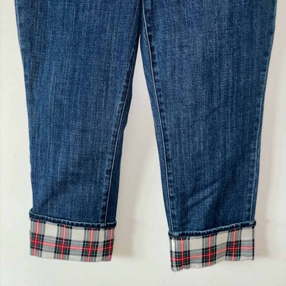 NWT Talbots Straight Leg Jean With Red Plaid Cuff Size 14 Petite - Picture 5 of 11
